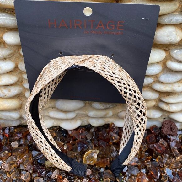 Hairitage Stretch It Out Hair Comb/Tan Raffia Headband & White Scrunchie. NWT - Picture 13 of 14